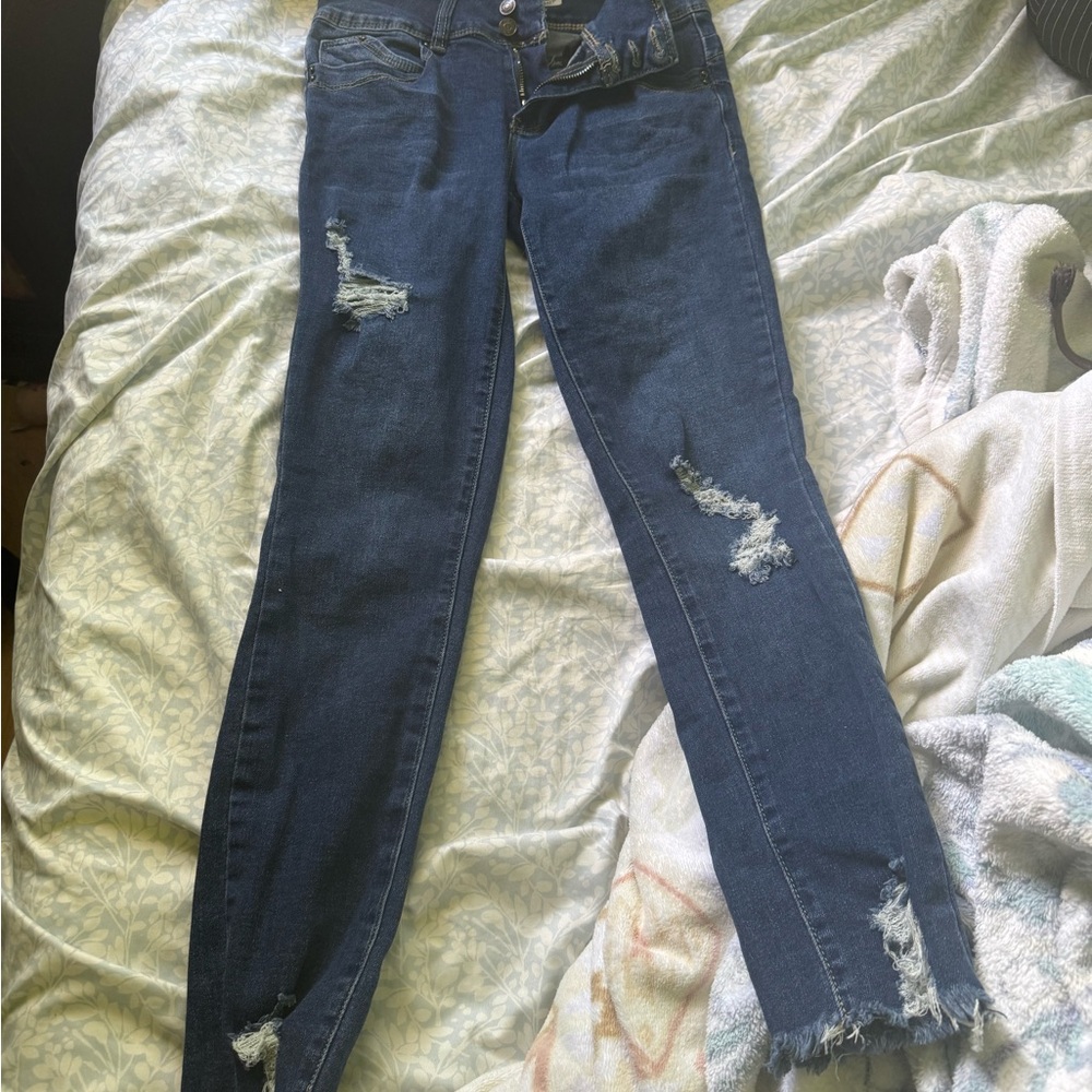 Women's Distressed Blue Jeans